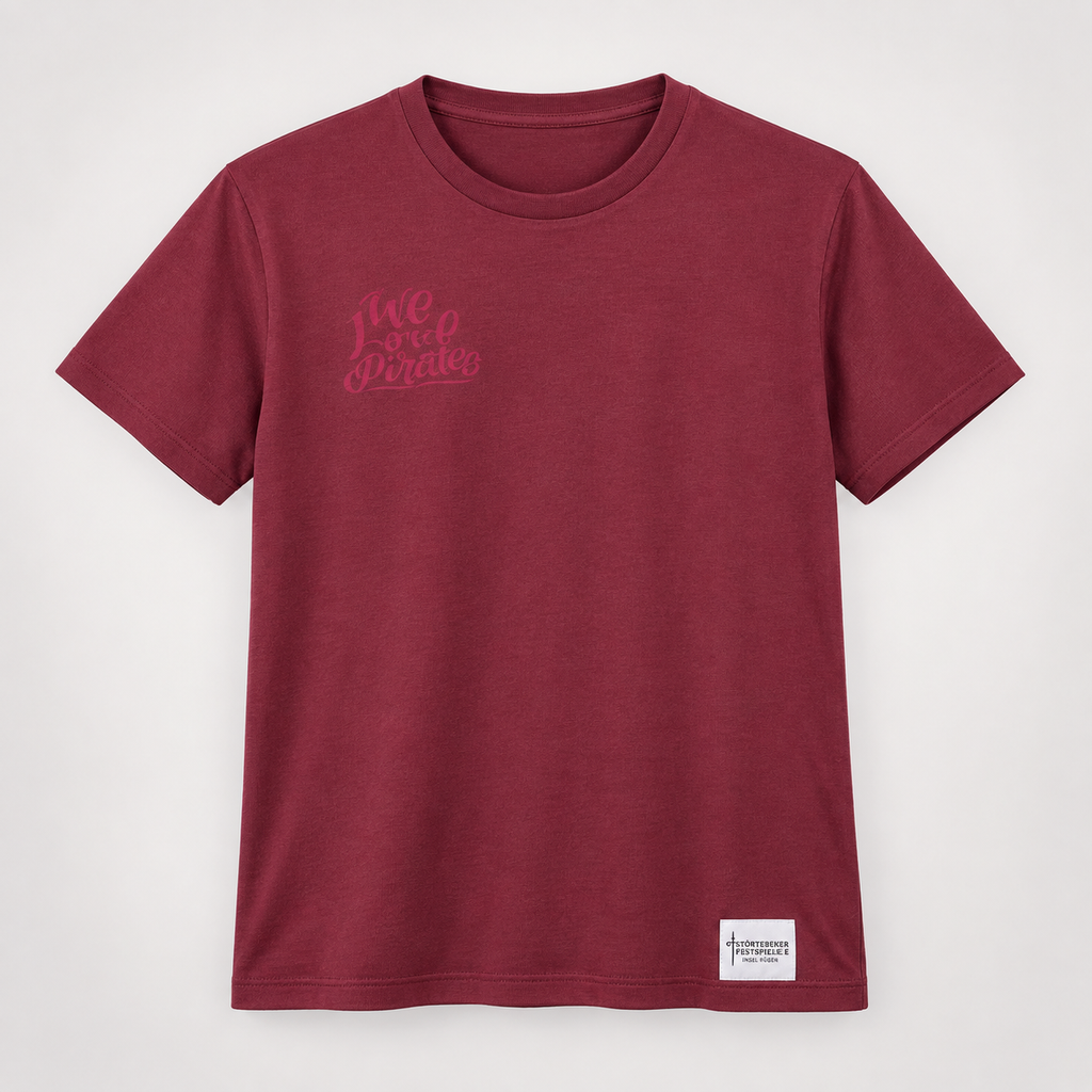 "We Love Pirates" Damen T-Shirt in dark cherry