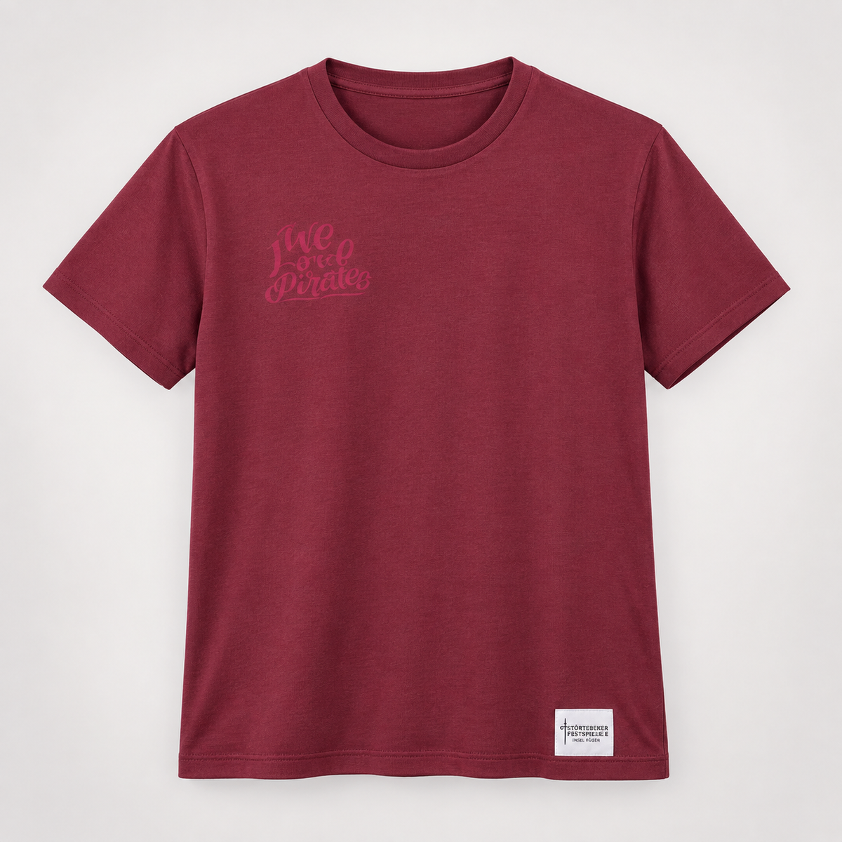 "We Love Pirates" Damen T-Shirt in dark cherry