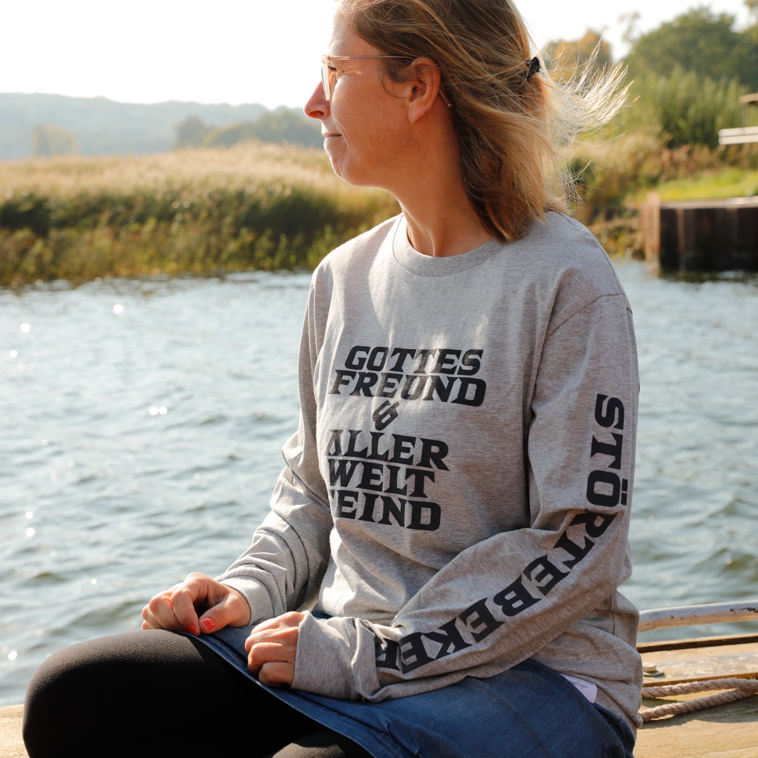 Gottes Freund - Störtebeker Langarmshirt grau – Unisex