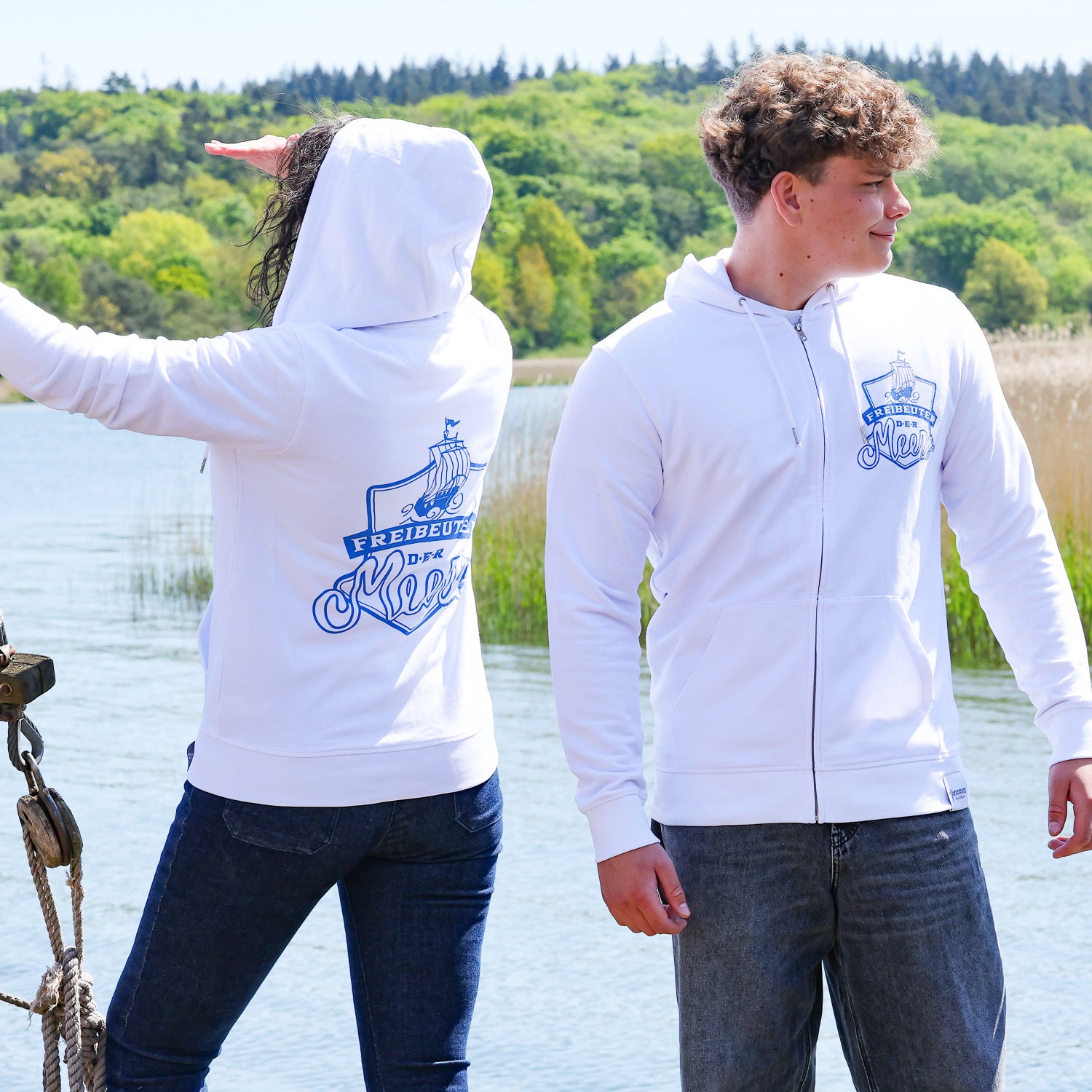 Sweatjacke Unisex Freibeuter der Meere  – weiss