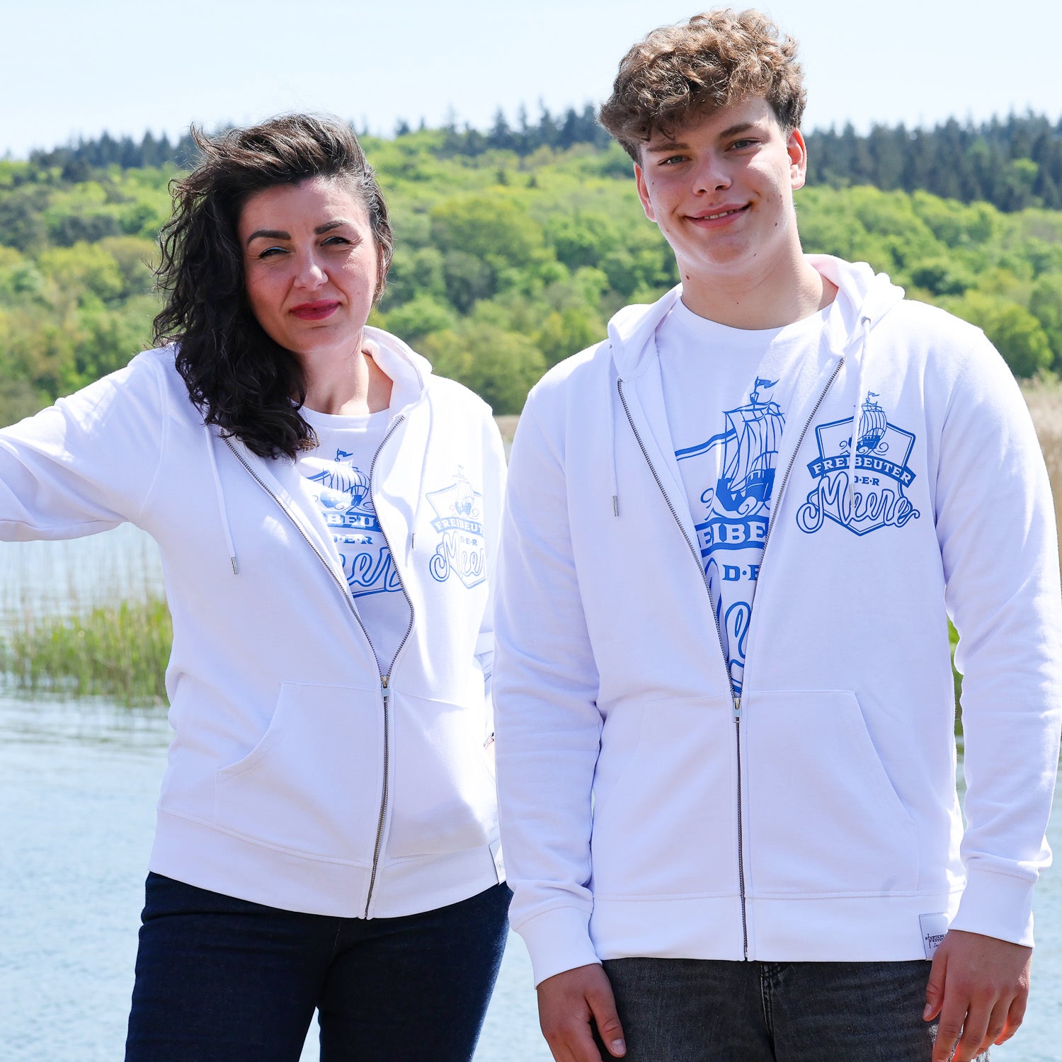 Sweatjacke Unisex Freibeuter der Meere  – weiss