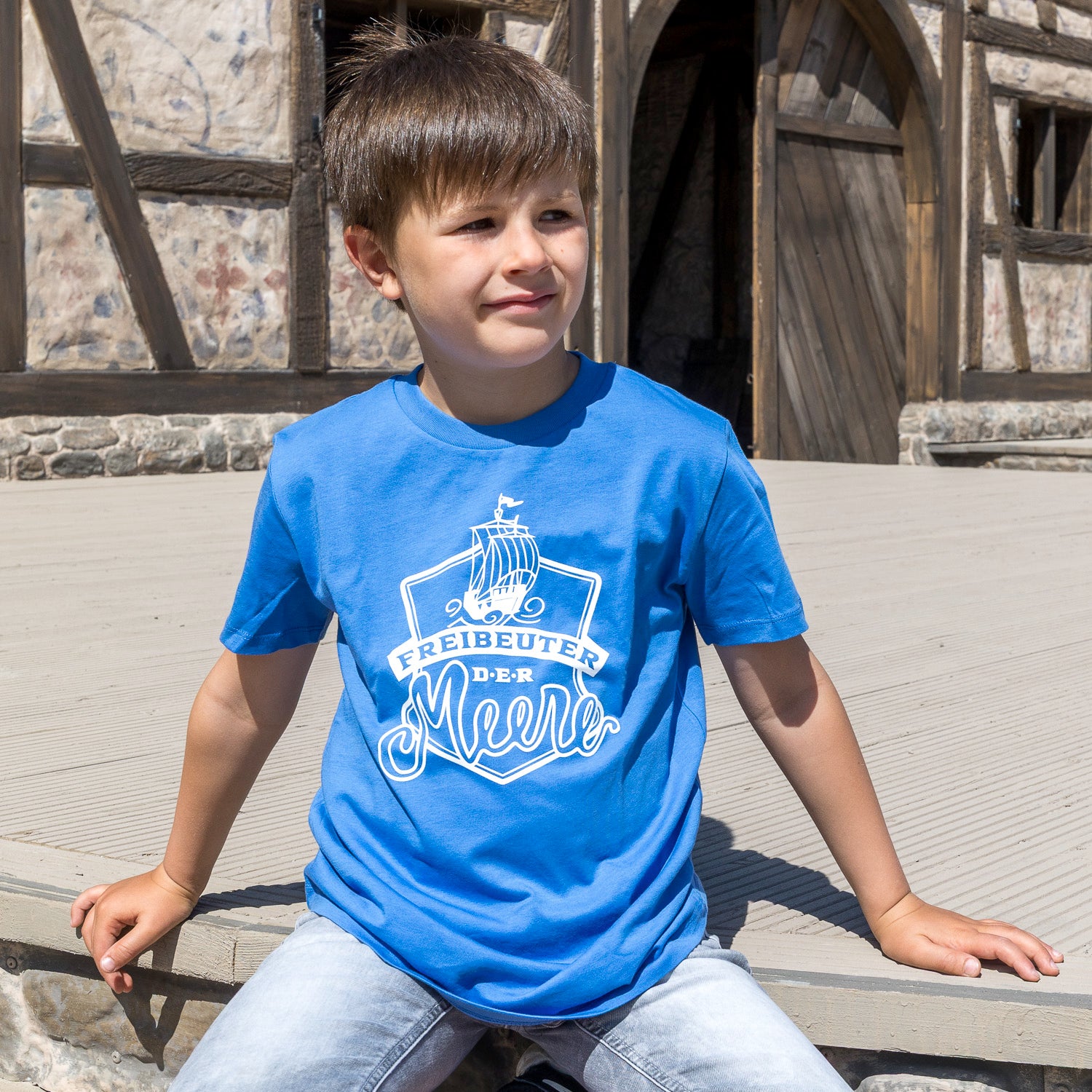 Kinder T-Shirt "Freibeuter der Meere" strahlend blau