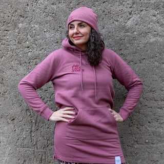 »We Love Pirates« – Störtebeker Hoodie-Kleid (Unisex) mit Stick – Rosa