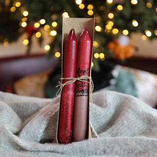 Weihnachtliche Kerzen im 2er Set