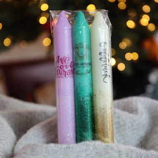 Weihnachtliche Kerzen „Glitzer-Inge“ im 3er Set