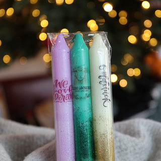 Weihnachtliche Kerzen „Glitzer-Inge“ im 3er Set