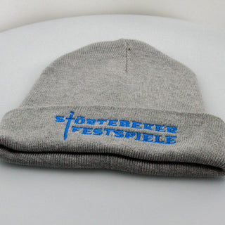 Störtebeker Mütze – „Logo Störtebeker Festspiele “ | Stick auf blau | grau oder petrol