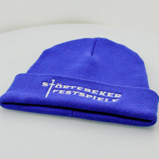 Störtebeker Mütze – „Logo Störtebeker Festspiele “ | Stick auf blau | grau oder petrol