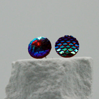 Ohrstecker Fischschuppen Grün | Blau