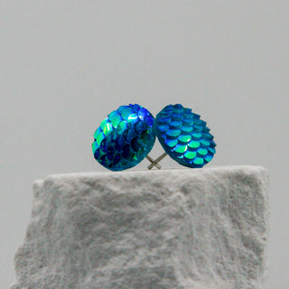 Ohrstecker Fischschuppen Türkis | Blau