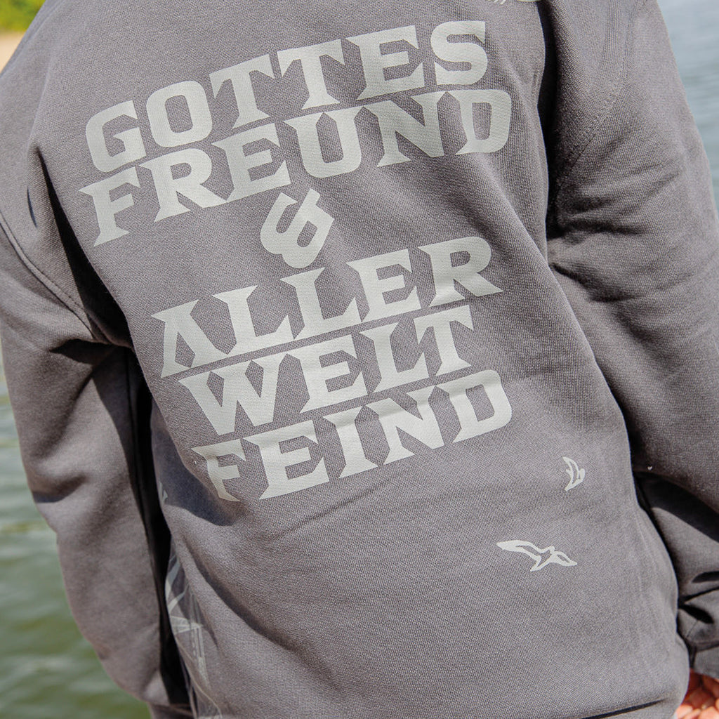Störtebeker Kinder Hoodie „Legende“  All-Overprint in Graphitgrau