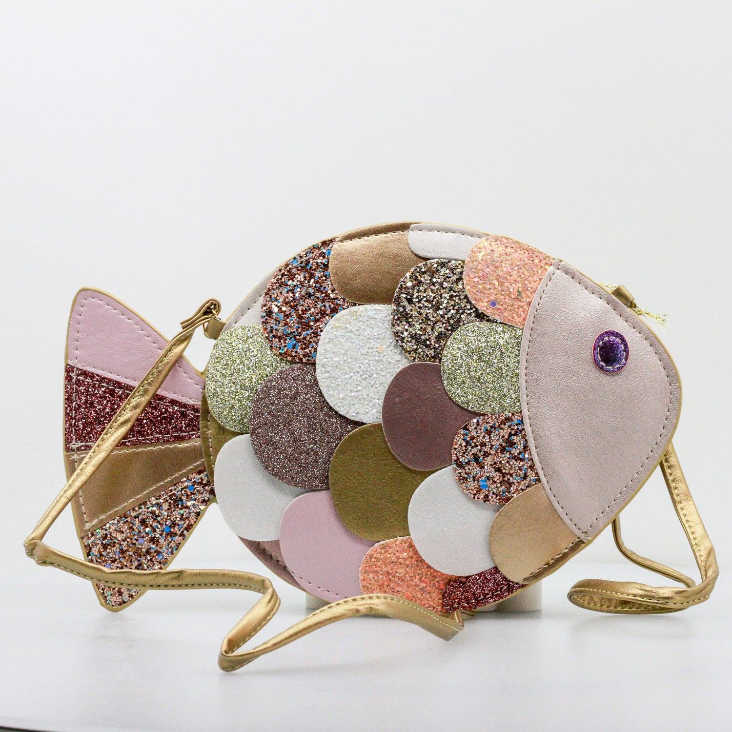 Kindertasche Glitzer Fisch Rosé – von Mimi & Lula