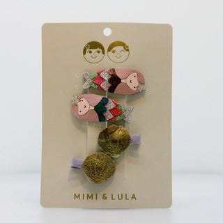 Haarspangen 4er Set Nixe Grün/Pink & Muschel Gold Matt – von Mimi & Lula