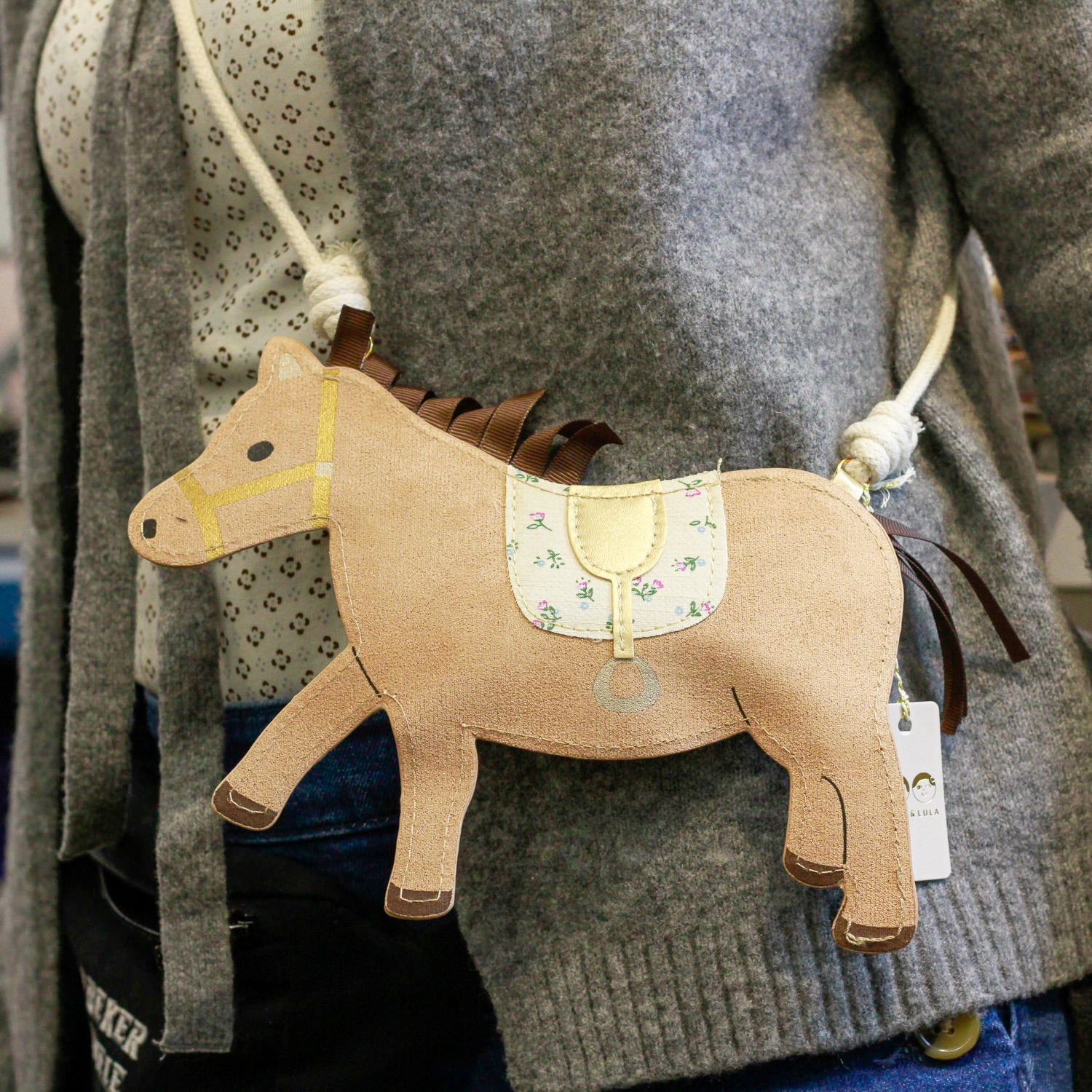 Kindertasche Pferd hellbraun mit Sattel – von Mimi & Lula