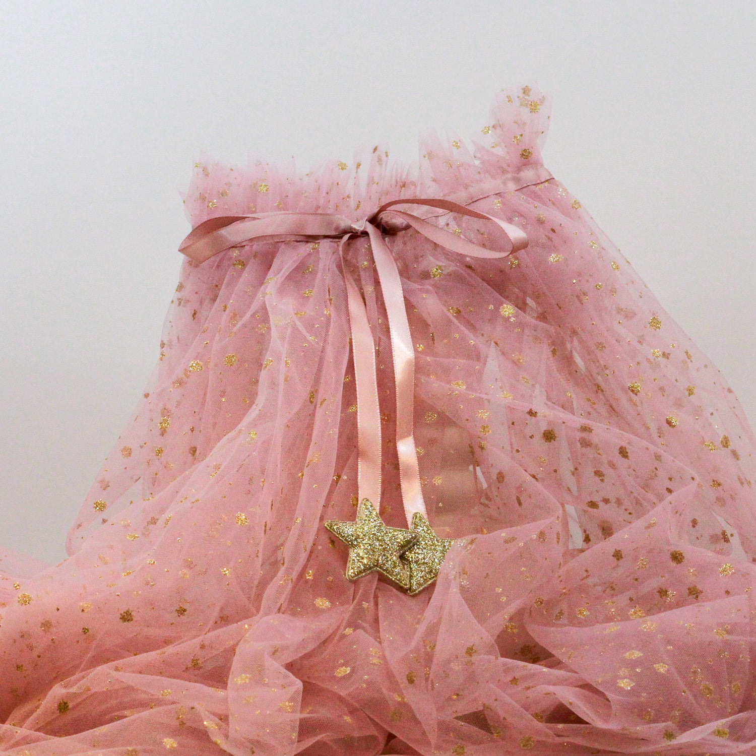 Prinzessinnen-Umhang – Rosé mit goldenen Glitzersternen – von Mimi & Lula