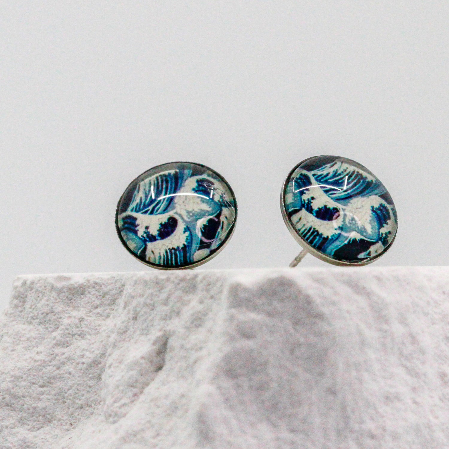 Ohrstecker Wellen | blau-weiss
