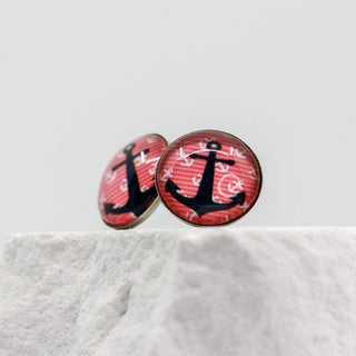 Ohrstecker rosa | blauer Anker