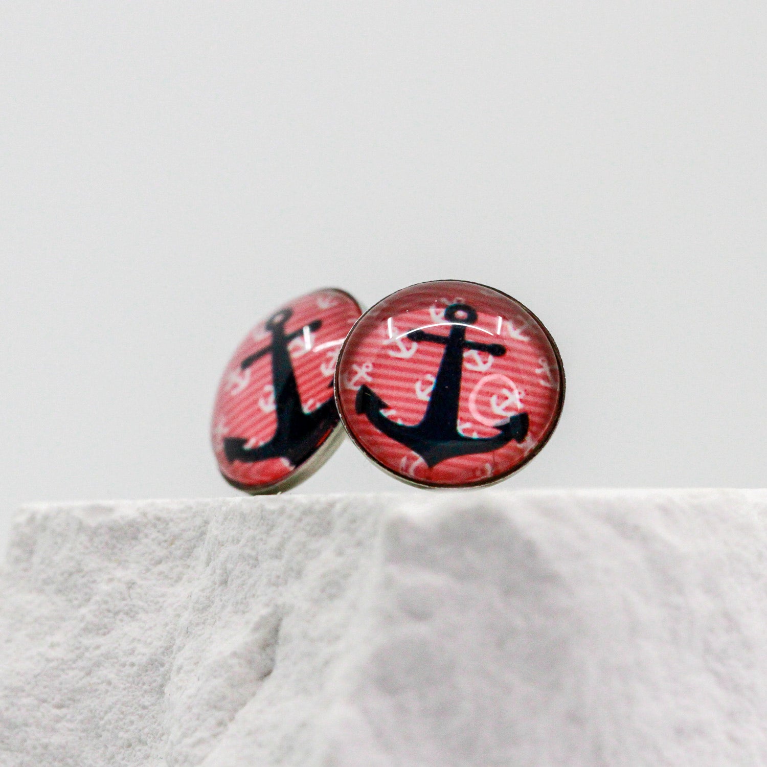 Ohrstecker rosa | blauer Anker