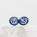 Ohrstecker blau | weisser Anker