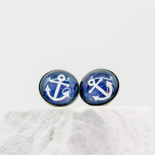 Ohrstecker blau | weisser Anker
