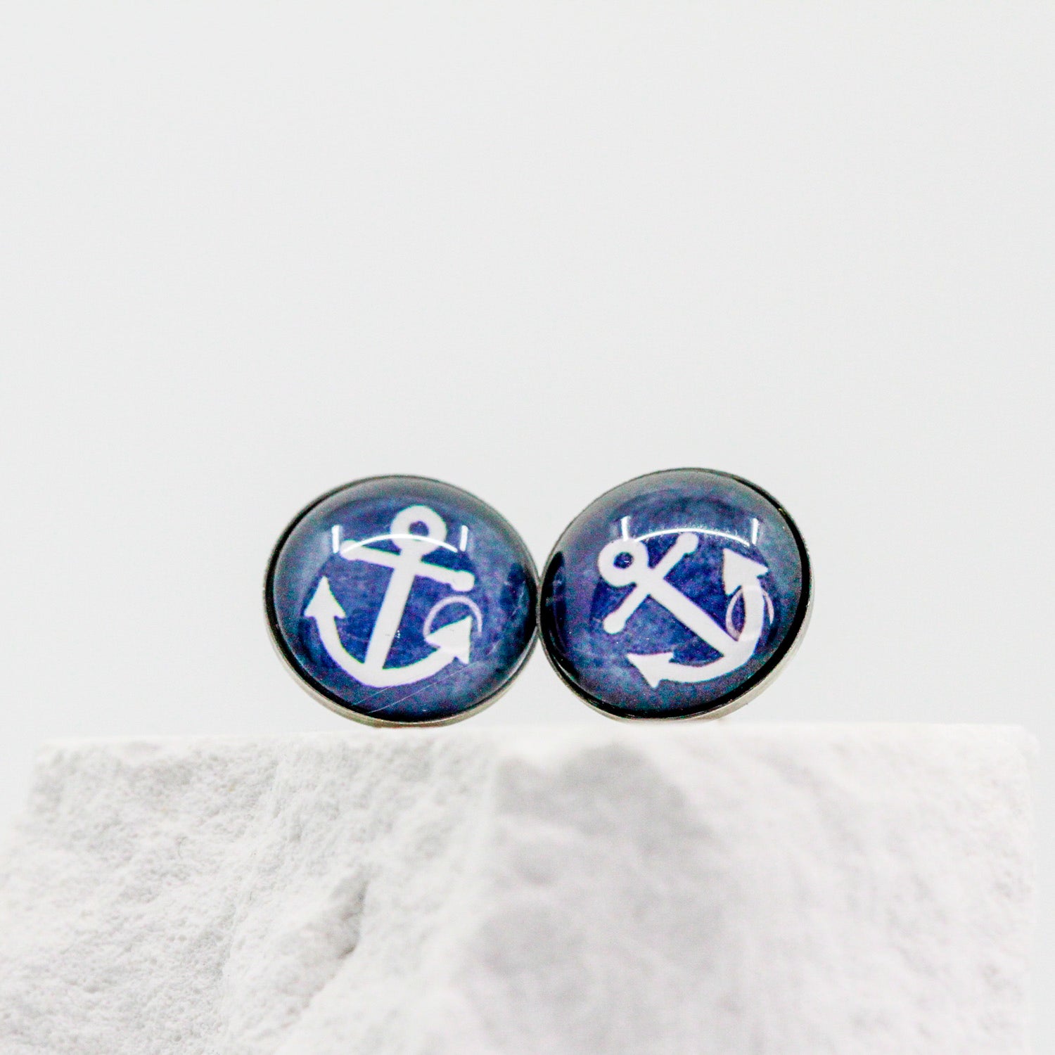 Ohrstecker blau | weisser Anker