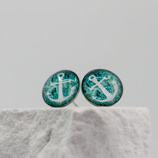 Ohrstecker petrol | weißer Anker