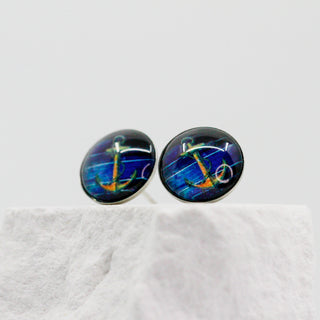 Ohrstecker navy | Anker gelb vintage