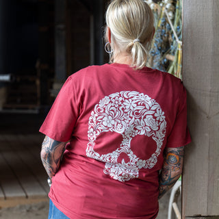 Flores Muertas | weißer floraler Totenkopf – Störtebeker Shirt – Damen