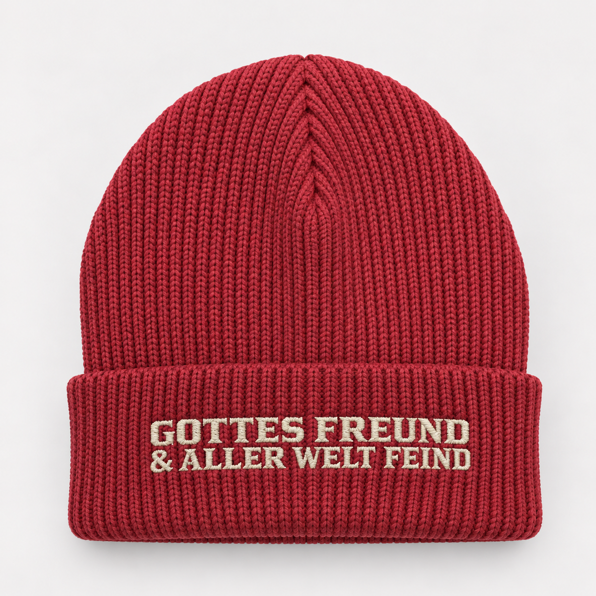 Mütze „Gottes Freund & aller Welt Feind“ – Red Earth (Unisex)