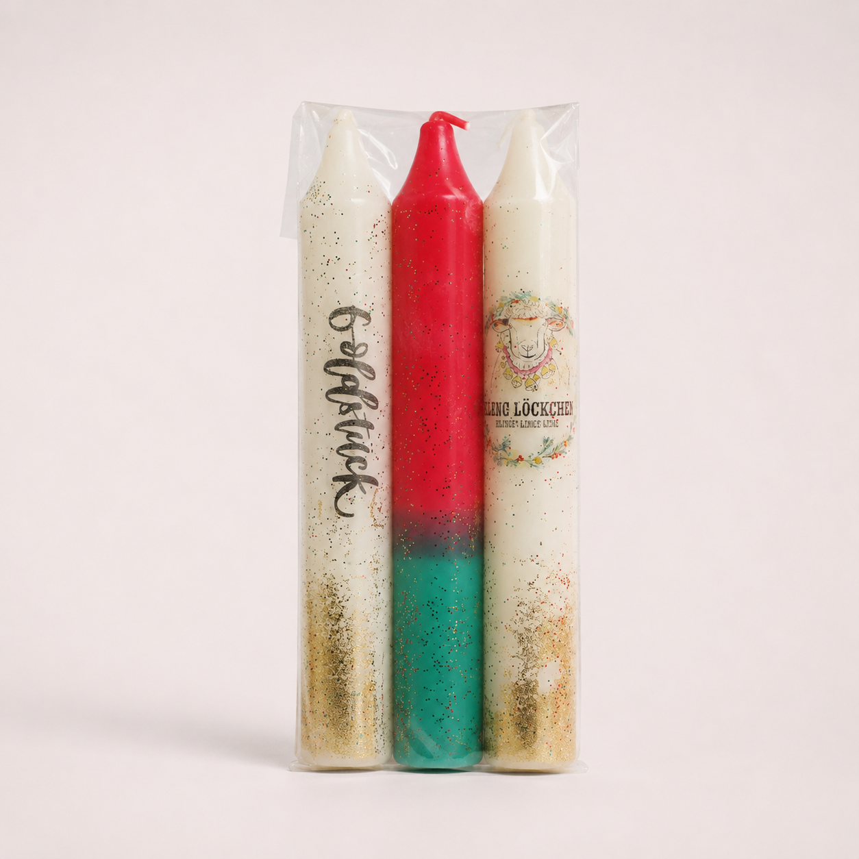 Weihnachtliche Kerzen „Glitzer-Inge“ im 3er Set