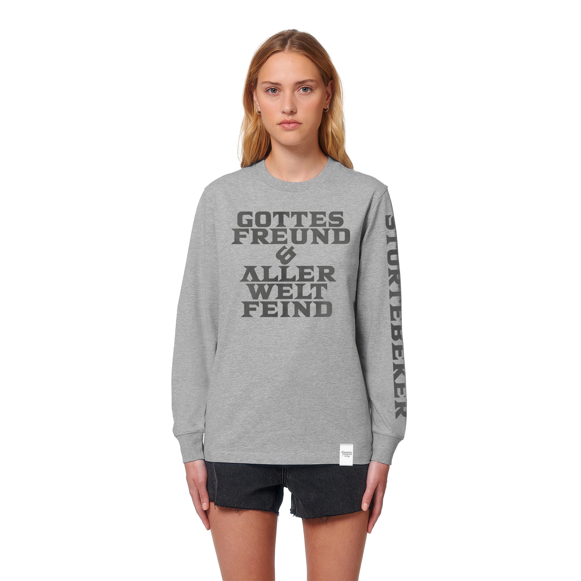 Gottes Freund - Störtebeker Langarmshirt grau – Unisex