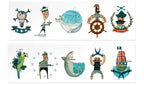 Londji Tattoo Medieval,Ocean,Pirates